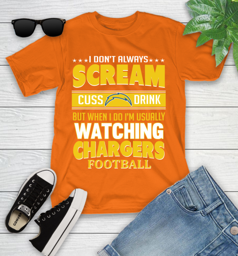 San Diego Chargers NFL Football I Scream Cuss Drink When I'm Watching My Team Youth T-Shirt 9