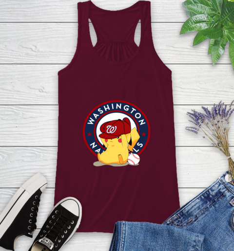 MLB Pikachu Baseball Sports Washington Nationals Racerback Tank 3