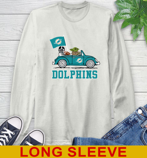 NFL Football Miami Dolphins Darth Vader Baby Yoda Driving Star Wars Shirt Long Sleeve T-Shirt 12