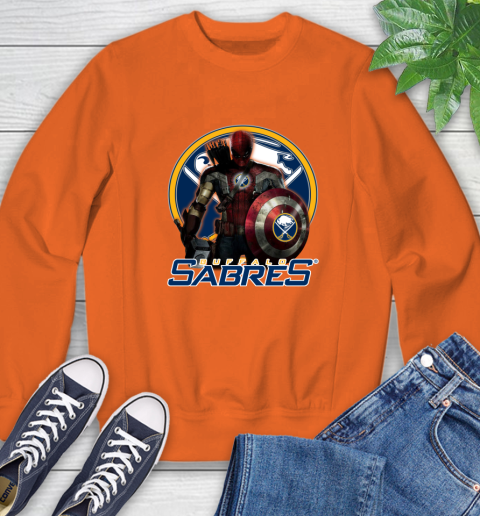 NHL Captain America Thor Spider Man Hawkeye Avengers Endgame Hockey Buffalo Sabres Sweatshirt 4