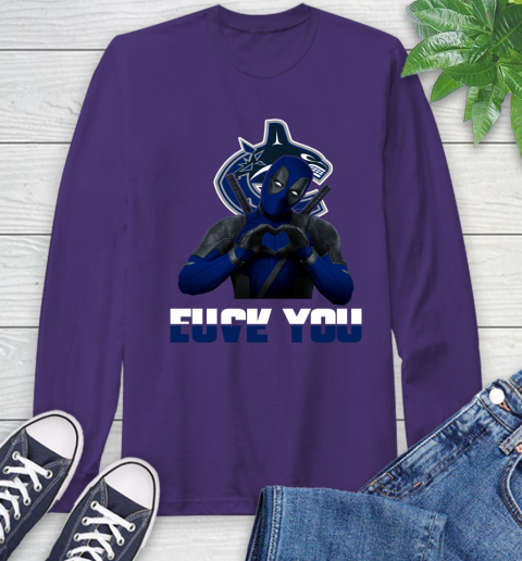 NHL Vancouver Canucks Deadpool Love You Fuck You Hockey Sports Long Sleeve T-Shirt 5