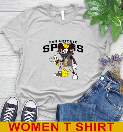 San Antonio Spurs NBA Basketball Mickey Peace Sign Sports Women's T-Shirt