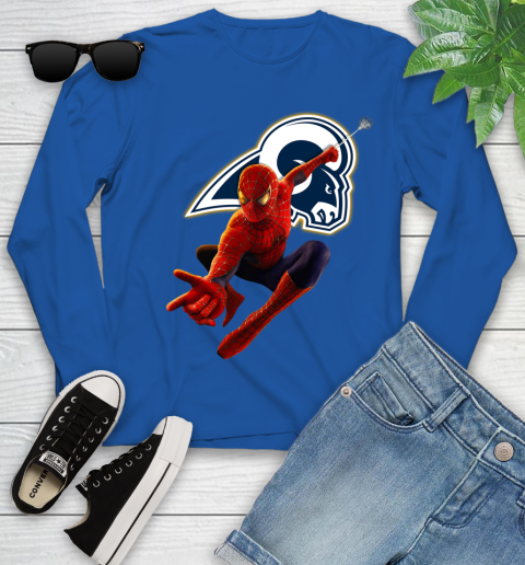 NFL Spider Man Avengers Endgame Football Los Angeles Rams Youth Long Sleeve 9