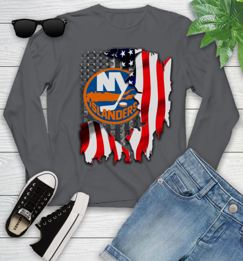 New York Islanders NHL Hockey American Flag Youth Long Sleeve 9
