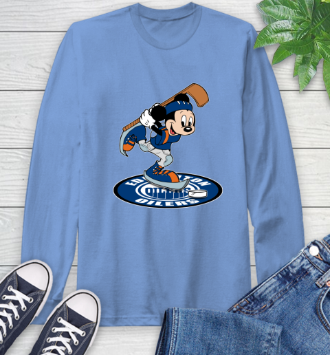 NHL Hockey Edmonton Oilers Cheerful Mickey Disney Shirt Long Sleeve T-Shirt 12