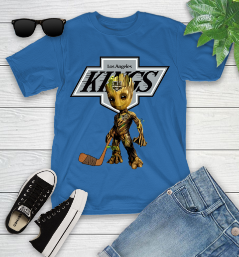 Los Angeles Kings NHL Hockey Groot Marvel Guardians Of The Galaxy Youth T-Shirt 9
