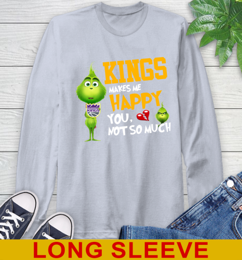 NBA Sacramento Kings Makes Me Happy You Not So Much Grinch Basketball Sports Long Sleeve T-Shirt 6