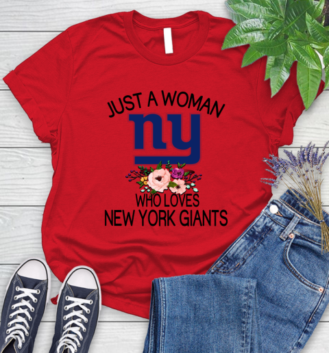 NFL Just A Woman Who Loves New York Giants Football Sports Women's T-Shirt 9