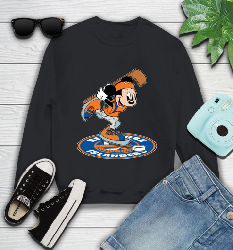 NHL Hockey New York Islanders Cheerful Mickey Disney Shirt Youth Sweatshirt
