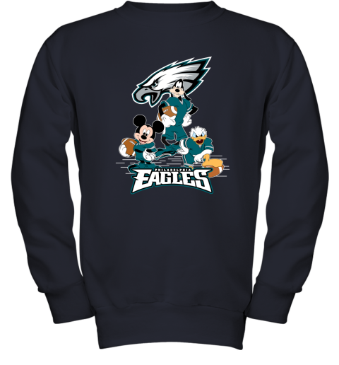 NFL Philadelphia Eagles Mickey Mouse Donald Duck Goofy Football Shirt Youth  T-Shirt