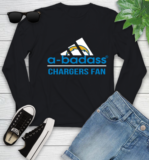 NFL A Badass Los Angeles Chargers Fan Adidas Football Sports Youth Long Sleeve