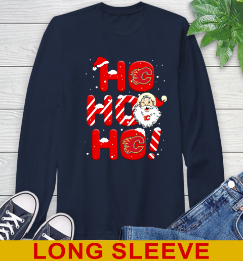 Calgary Flames NHL Hockey Ho Ho Ho Santa Claus Merry Christmas Shirt Long Sleeve T-Shirt 3