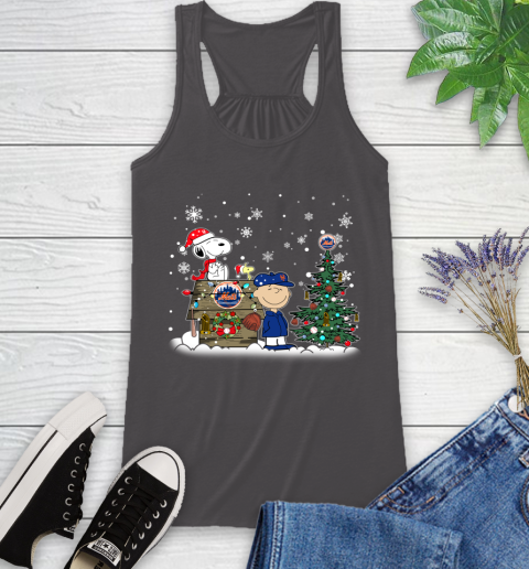 MLB New York Mets Snoopy Charlie Brown Christmas Baseball Commissioner's Trophy Racerback Tank 11