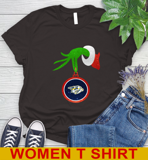Nashville Predators Grinch Merry Christmas NHL Hockey Women's T-Shirt 8