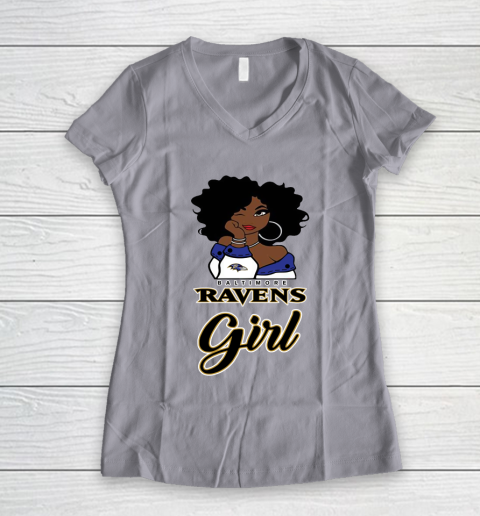 Baltimore Ravens Girl NFL Women's V-Neck T-Shirt 4