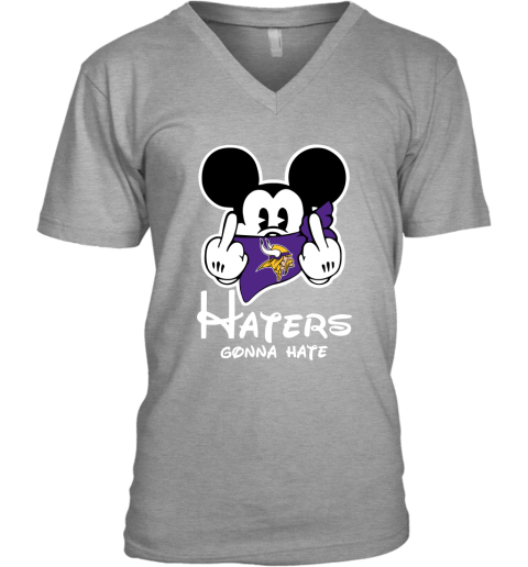 NFL Minnesota Vikings Haters Gonna Hate Mickey Mouse Disney Football T Shirt xtD7qsSqJKR v neck unisex 8 95 151514 front sport grey