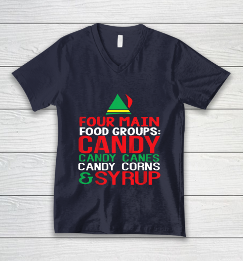 4 Main Food Groups Elf Buddy Christmas V-Neck T-Shirt 2