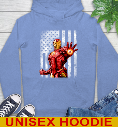 Cleveland Indians MLB Baseball Iron Man Avengers American Flag Shirt Hoodie 11