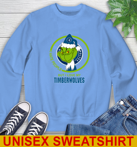 Minnesota Timberwolves NBA Christmas Grinch I Hate People But I Love My Favorite Basketball Team Sweatshirt 11