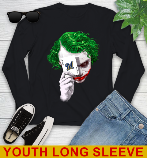 Milwaukee Brewers MLB Baseball Joker Card Shirt Youth Long Sleeve