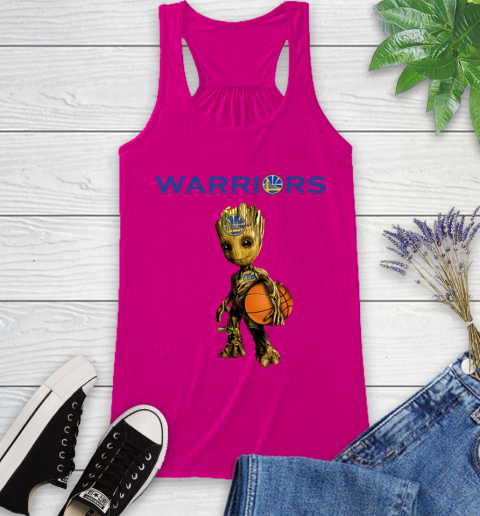 Golden State Warriors NBA Basketball Groot Marvel Guardians Of The Galaxy Racerback Tank 8