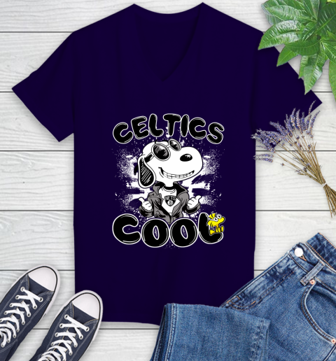NBA Basketball Brooklyn Nets Cool Snoopy Shirt Women's V-Neck T-Shirt 3