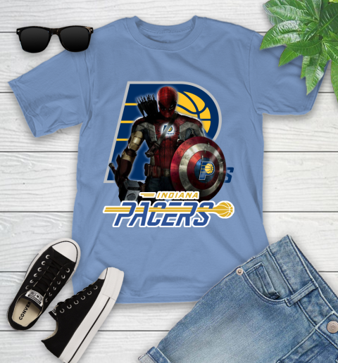 Indiana Pacers NBA Basketball Captain America Thor Spider Man Hawkeye Avengers Youth T-Shirt 11