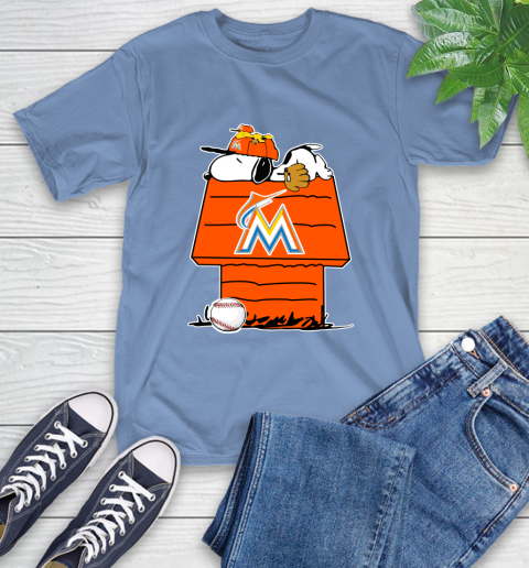 MLB Miami Marlins Snoopy Woodstock The Peanuts Movie Baseball T Shirt T-Shirt 11