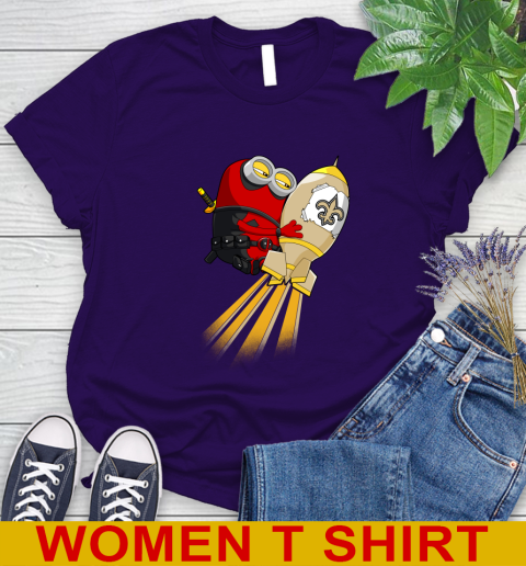NFL Football New Orleans Saints Deadpool Minion Marvel Shirt Women's T-Shirt 4