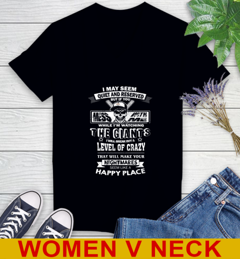 San Francisco Giants MLB Baseball If You Mess With Me While I'm Watching My Team Women's V-Neck T-Shirt