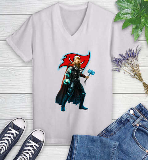 NFL Thor Avengers Endgame Football Tampa Bay Buccaneers Women's V-Neck T-Shirt