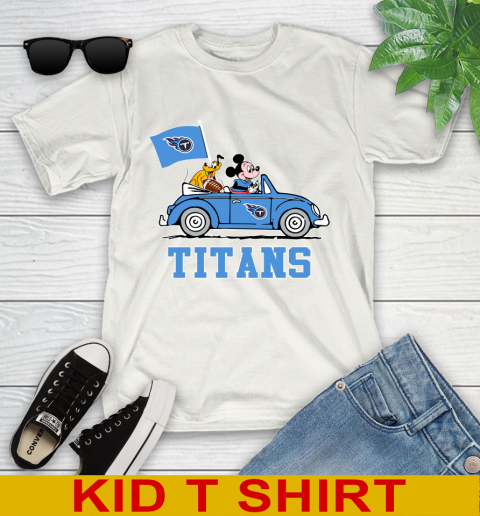 NFL Football Tennessee Titans Pluto Mickey Driving Disney Shirt Youth T-Shirt