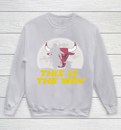 Chicago Bulls NBA Basketball Star Wars Yoda And Mandalorian This Is The Way Youth Sweatshirt 3