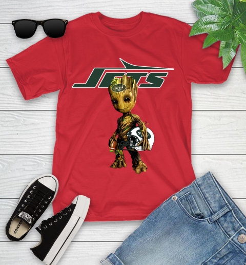 New York Jets NFL Football Groot Marvel Guardians Of The Galaxy Youth T-Shirt 10
