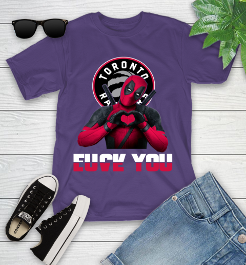 NBA Toronto Raptors Deadpool Love You Fuck You Basketball Sports Youth T-Shirt 3