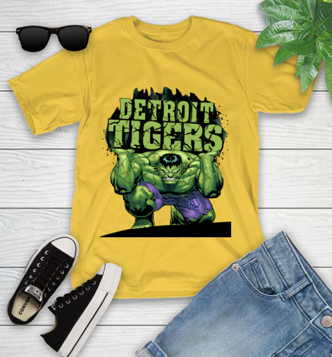 Detroit Tigers MLB Baseball Incredible Hulk Marvel Avengers Sports Youth T-Shirt 8
