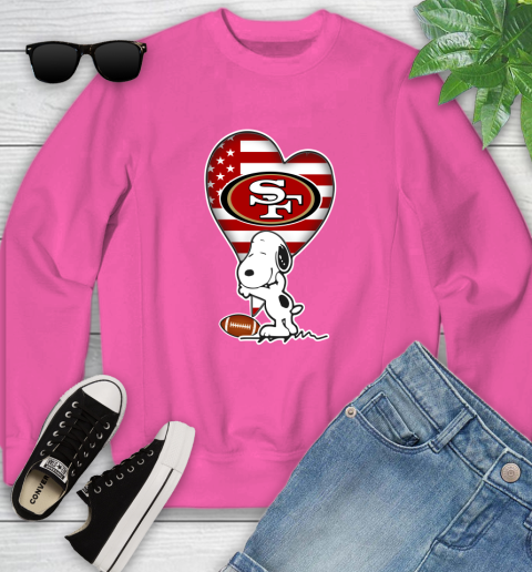 San Francisco 49ers NFL Football The Peanuts Movie Adorable Snoopy Youth Sweatshirt 7