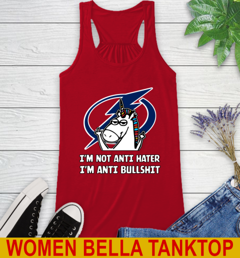 Tampa Bay Lightning NHL Hockey Unicorn I'm Not Anti Hater I'm Anti Bullshit Racerback Tank 6