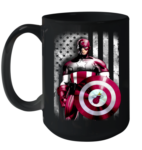 Miami Heat NBA Basketball Captain America Marvel Avengers American Flag Shirt Ceramic Mug 15oz