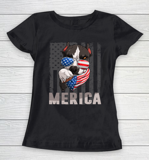 Pitbull Merica 4th of July Shirts Men Women USA Flag Women's T-Shirt