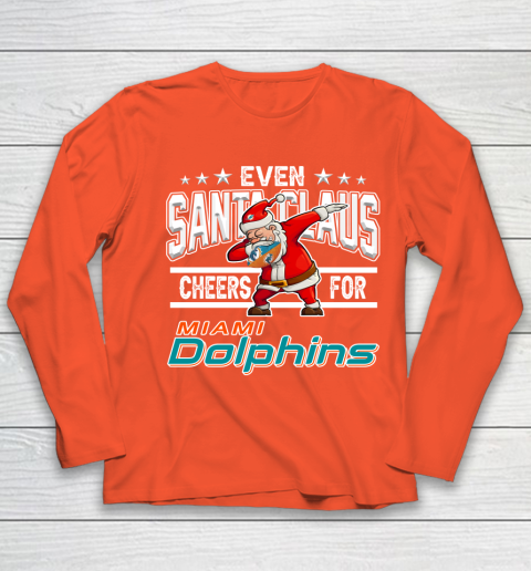 Miami Dolphins Even Santa Claus Cheers For Christmas NFL Youth Long Sleeve 3
