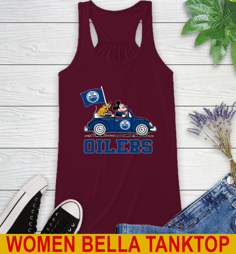 NHL Hockey Edmonton Oilers Pluto Mickey Driving Disney Shirt Racerback Tank 3