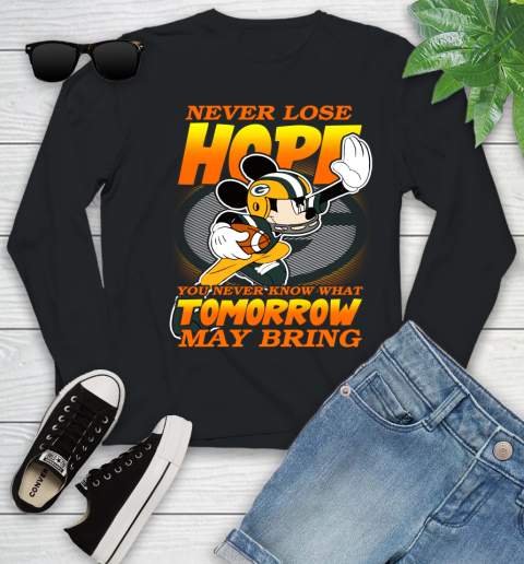 Green Bay Packers NFL Football Mickey Disney Never Lose Hope Youth Long Sleeve
