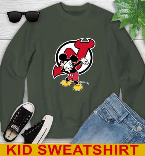 New Jersey Devils NHL Hockey Dabbing Mickey Disney Sports Youth Sweatshirt 9