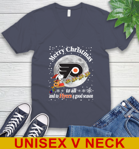 Philadelphia Flyers Merry Christmas To All And To Flyers A Good Season NHL Hockey Sports V-Neck T-Shirt 7