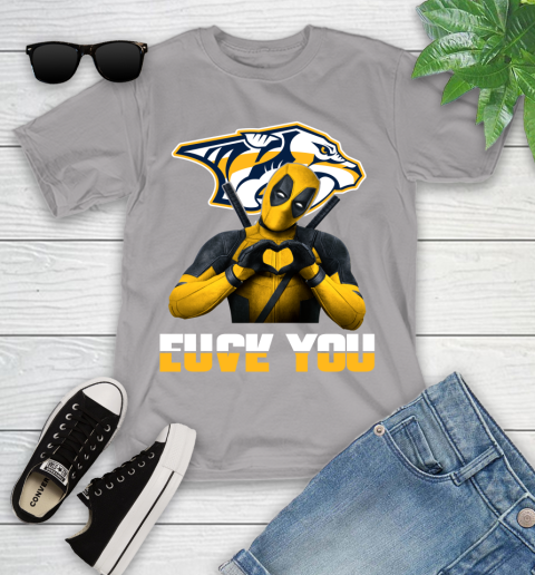 NHL Nashville Predators Deadpool Love You Fuck You Hockey Sports Youth T-Shirt 4
