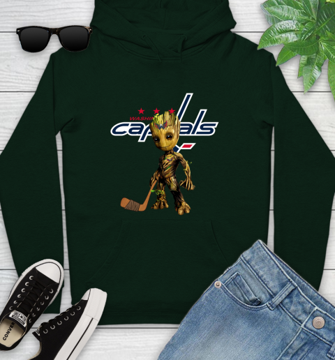 Washington Capitals NHL Hockey Groot Marvel Guardians Of The Galaxy Youth Hoodie 13