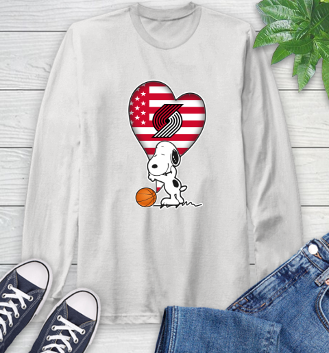 Portland Trail Blazers NBA Basketball The Peanuts Movie Adorable Snoopy Long Sleeve T-Shirt