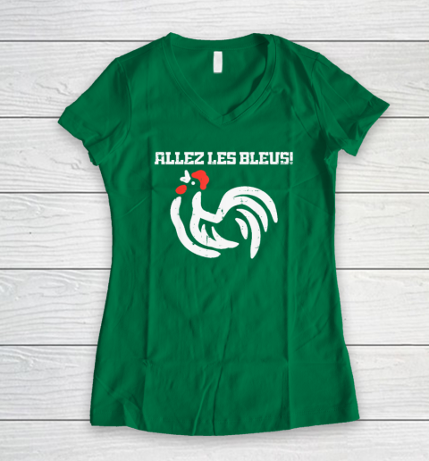 France Allez Les Bleus French Rooster Soccer Women's V-Neck T-Shirt 3
