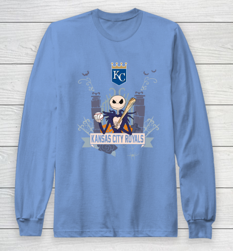 MLB Kansas City Royals Baseball Jack Skellington Halloween Long Sleeve T-Shirt 8